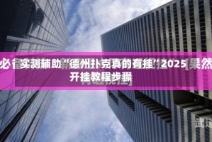 实测辅助“德州扑克真的有挂”2025开挂教程步骤