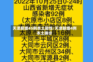 天津新增45例本土阳性/天津新增4例本土确诊